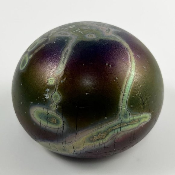 Modernist Robert Coleman RC Abstract Studio Art Glass Iridescent Purple Paperwei - Picture 3 of 6